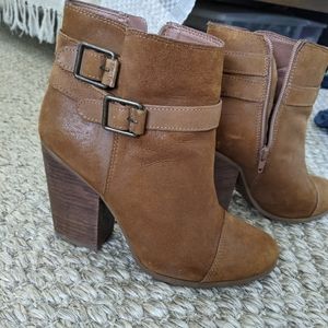 Lucky Brand Cognac Leather Booties 8.5